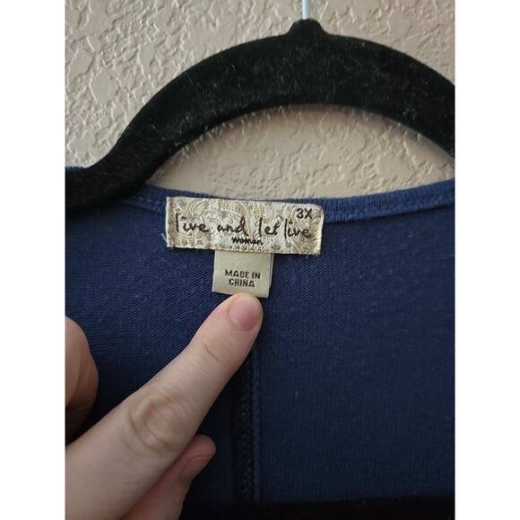 Live and Let Live Blue Open Front Rhinestone Cardigan Sweater Womans Size 3X - Picture 4 of 5